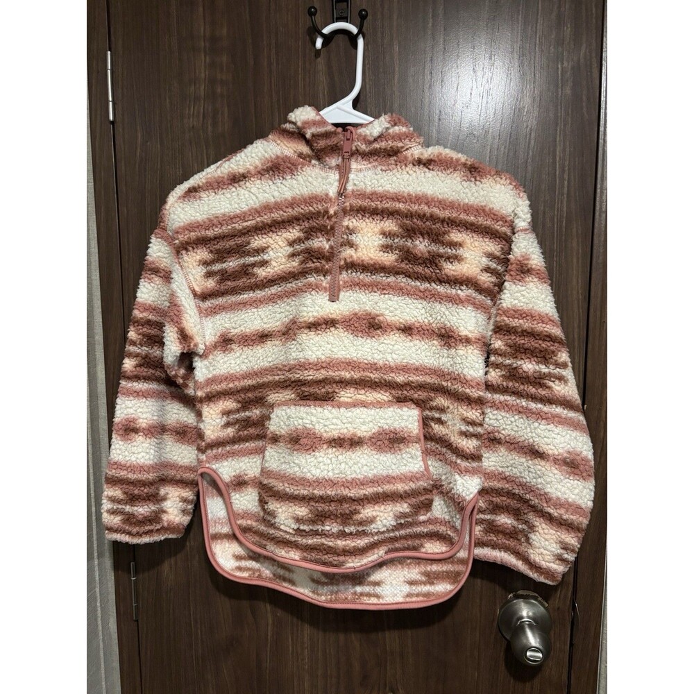 Old Navy Fleece Hoodie Sweater Girls Sz 8(M) Pink Fall Southwest
